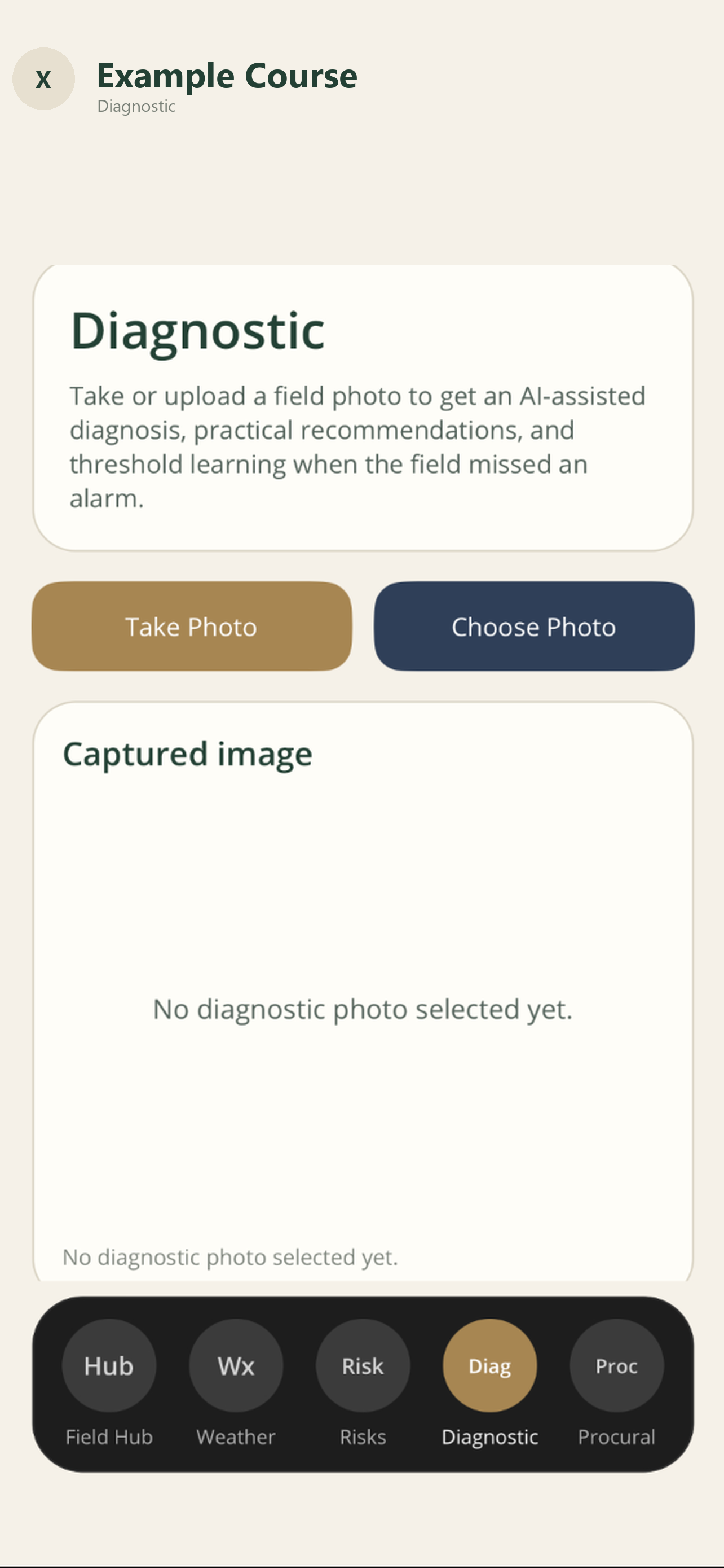 Agronomy Manager mobile photo diagnostic screen